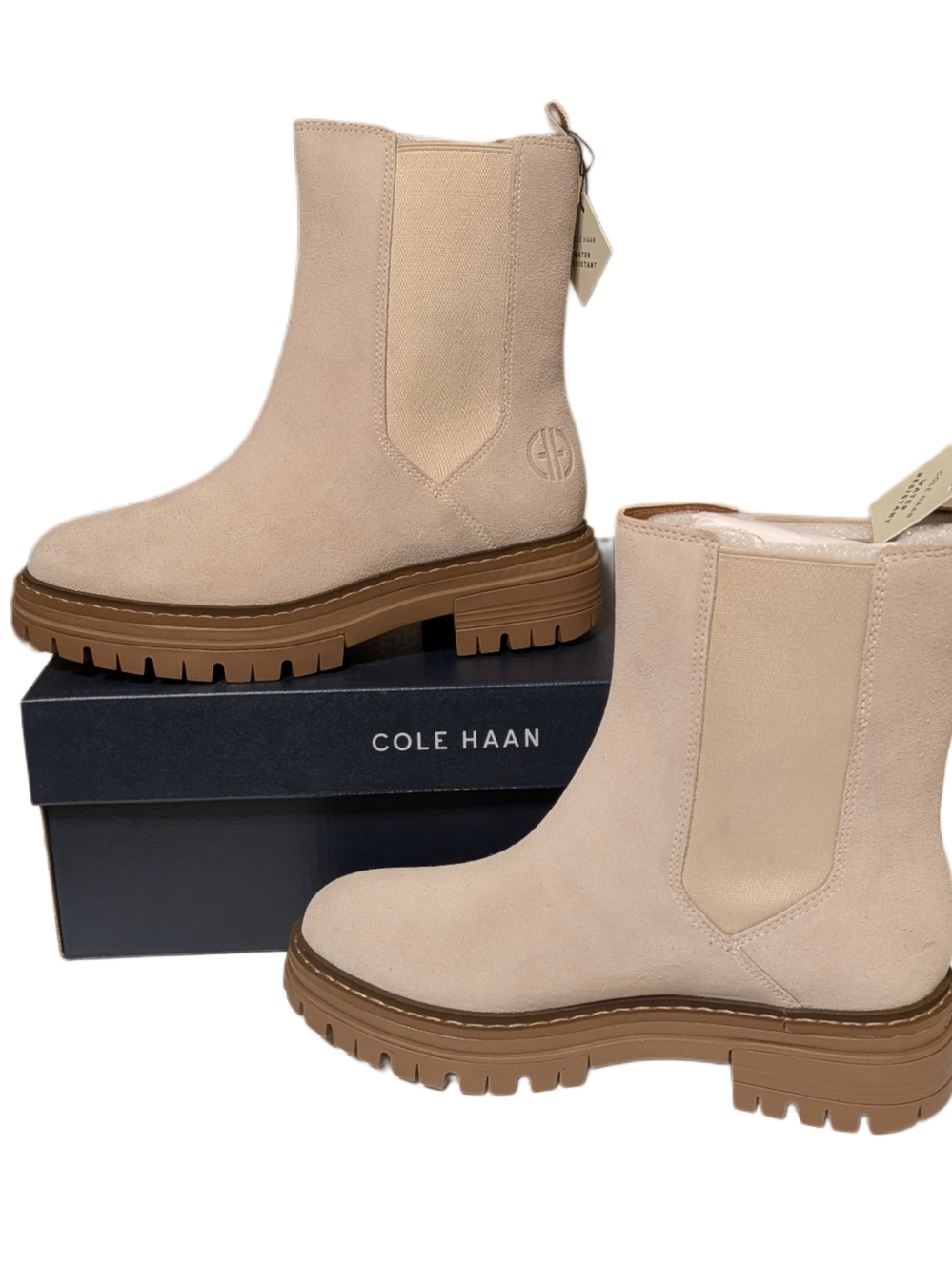 Cole Haan Tahoe Featherfeel Chelsea Boots Womens 5B Beige Suede Water Resistant